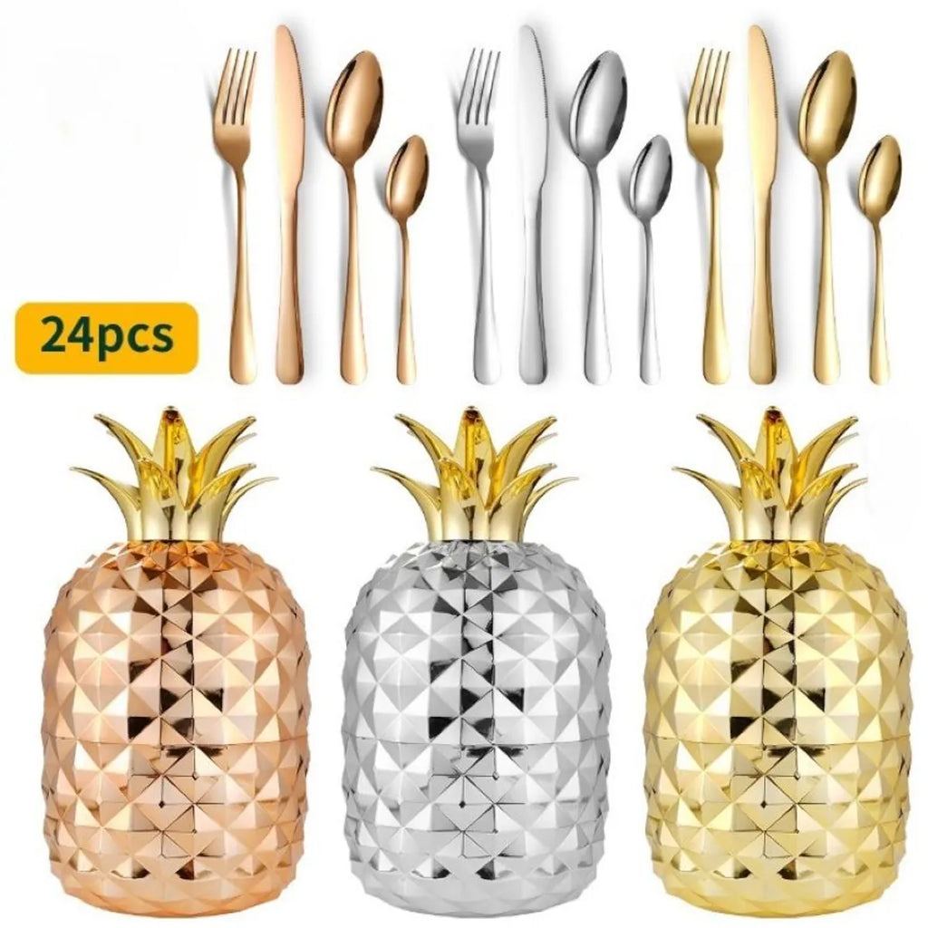 CUBIERTOS PIÑA 24 PIEZAS
